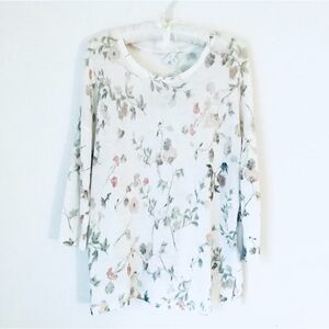 J. Jill cream, floral lightweight sweater. Size M